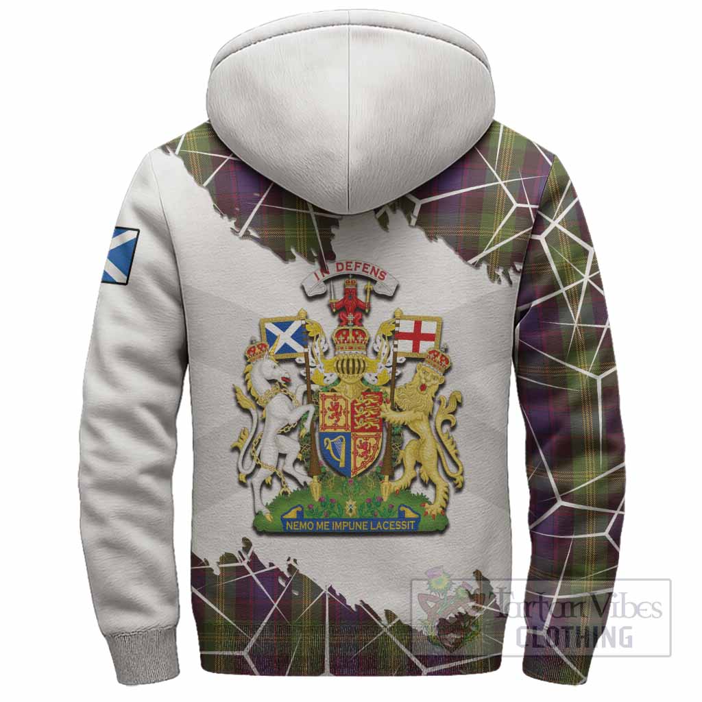 Watson Tartan Sherpa Hoodie with Family Crest and Lion Rampant Grunge Style