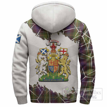 Watson Tartan Sherpa Hoodie with Family Crest and Lion Rampant Grunge Style