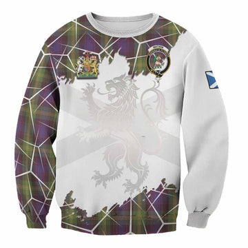 Watson Tartan Sweatshirt with Family Crest and Lion Rampant Grunge Style
