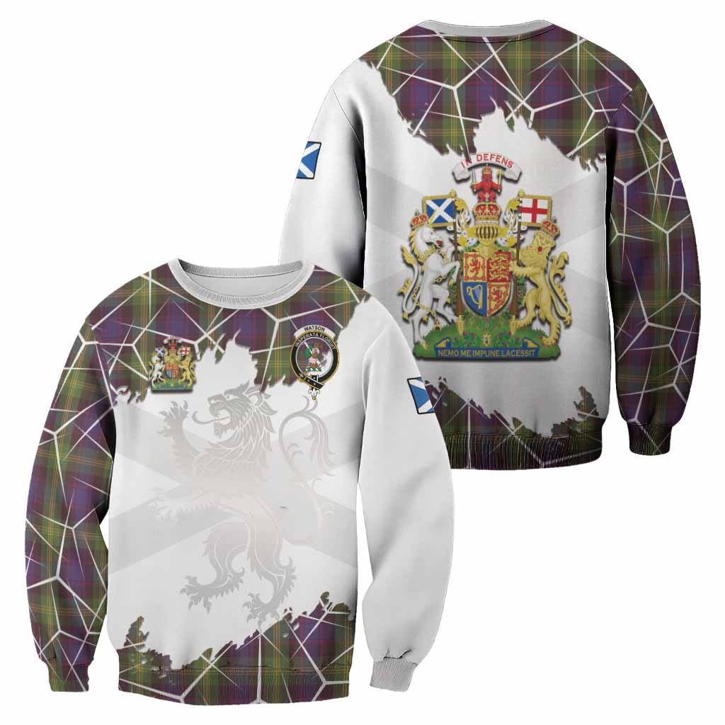 Watson Tartan Sweatshirt with Family Crest and Lion Rampant Grunge Style