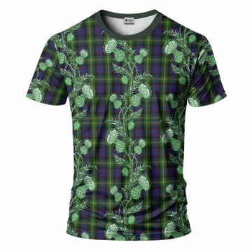 Watson Tartan T-Shirt Seamless Scottish Thistle Flowers