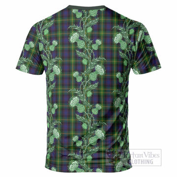 Watson Tartan T-Shirt Seamless Scottish Thistle Flowers