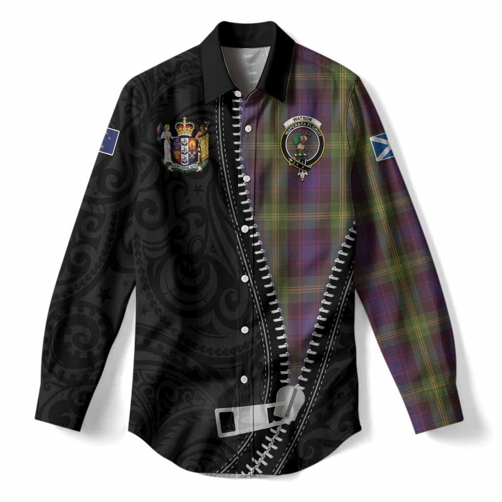 Watson Tartan Women Casual Shirt New Zealand Pattern Unique Zipper Stylized