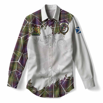 Watson Tartan Women Casual Shirt with Family Crest and Lion Rampant Grunge Style
