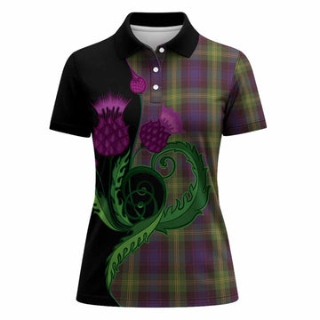 Watson Tartan Women Polo Shirt Traditional Scottish Thistle