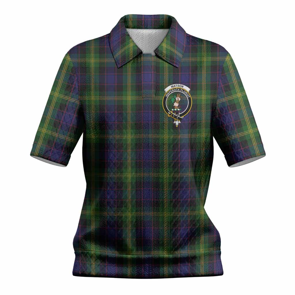 Watson Tartan Women’s Polo Sweater Top with Family Crest
