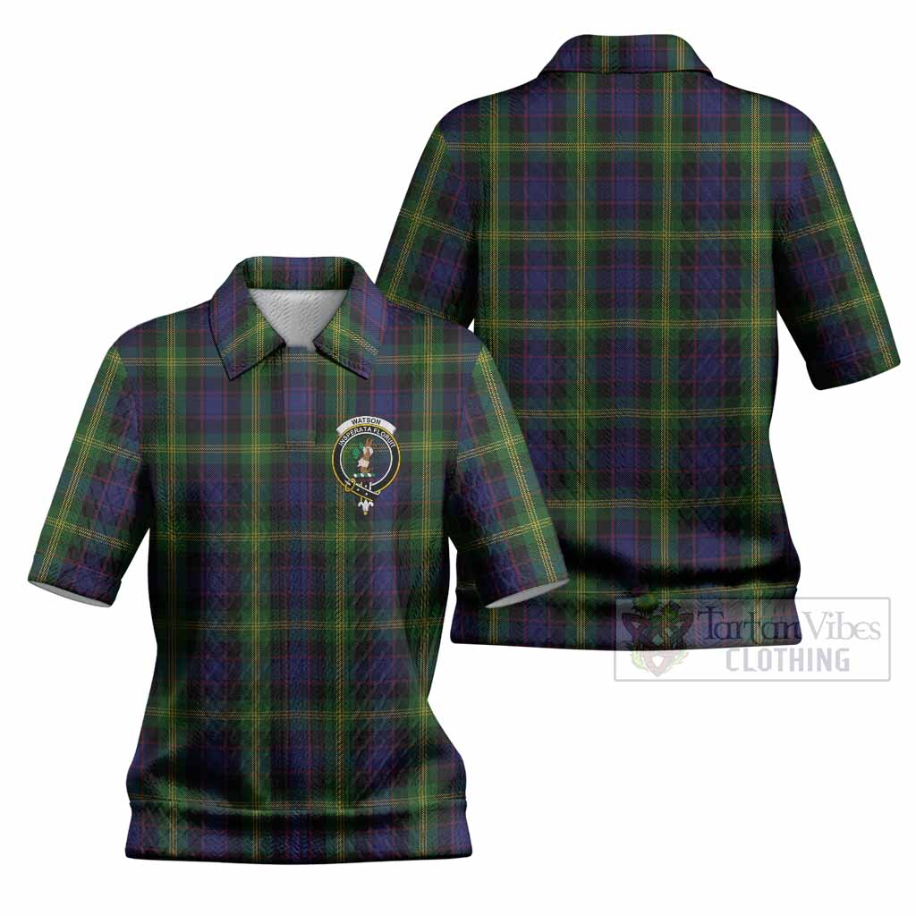 Watson Tartan Women’s Polo Sweater Top with Family Crest