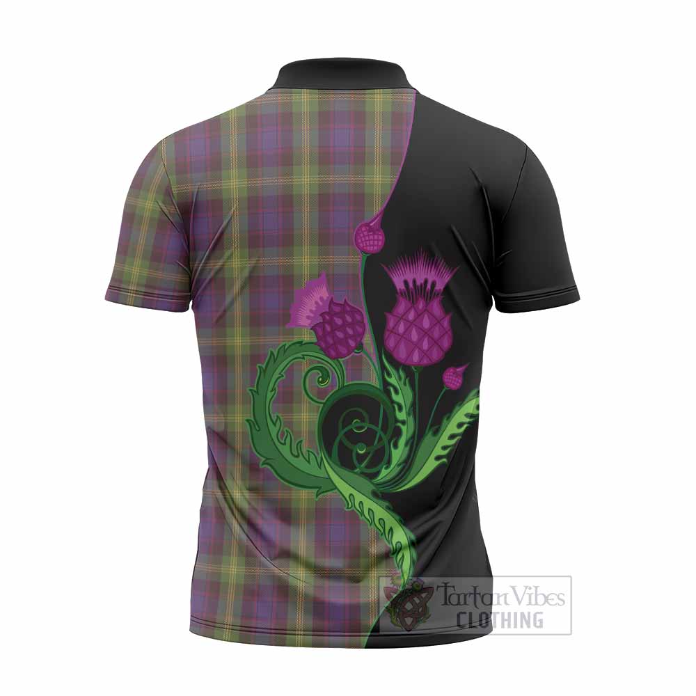 Watson Tartan Zipper Polo Shirt Traditional Scottish Thistle