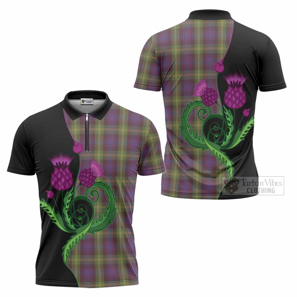 Watson Tartan Zipper Polo Shirt Traditional Scottish Thistle