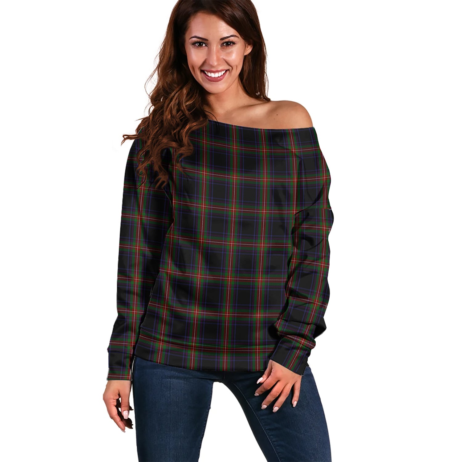 Watt Tartan Off Shoulder Women Sweater Women - Tartanvibesclothing Shop