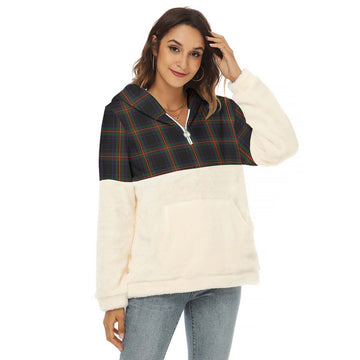 Watt Tartan Half Style Women's Borg Fleece Hoodie with Half Zip