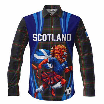 Watt Scotland Football Tartan Long Sleeve Button Shirts Lion Mascot Go Scottish