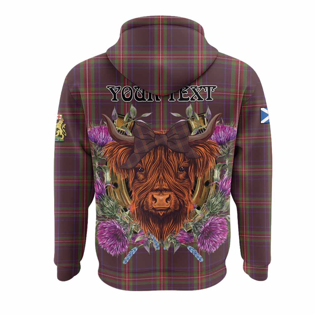 Watt Tartan Hoodie Scottish Thistle Heilan Coo