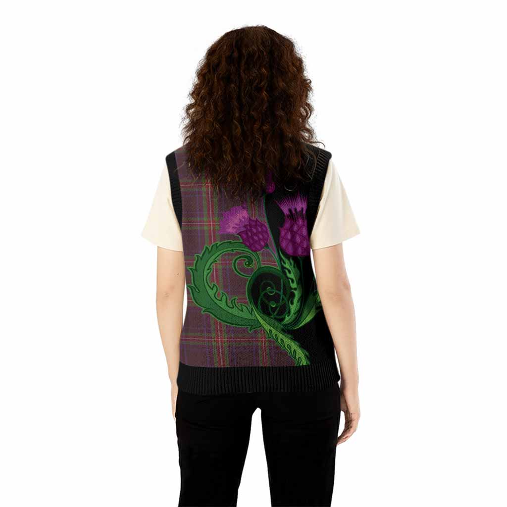 Watt Tartan Knitted V-Neck Vest Traditional Scottish Thistle