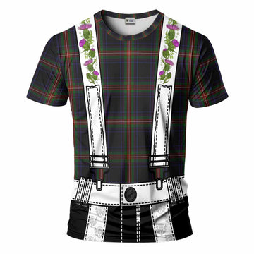 Watt Tartan Lederhosen Costume T-Shirt Scotland Thistle Floral