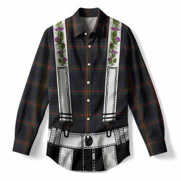 Watt Tartan Lederhosen Costume Women Casual Shirt Scotland Thistle Floral