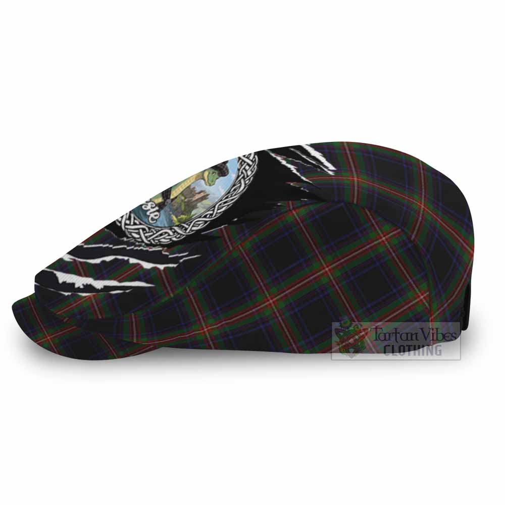 Watt Tartan Loch Ness Monster Flat Cap, Jeff Cap Celtic Knot Nessie Art