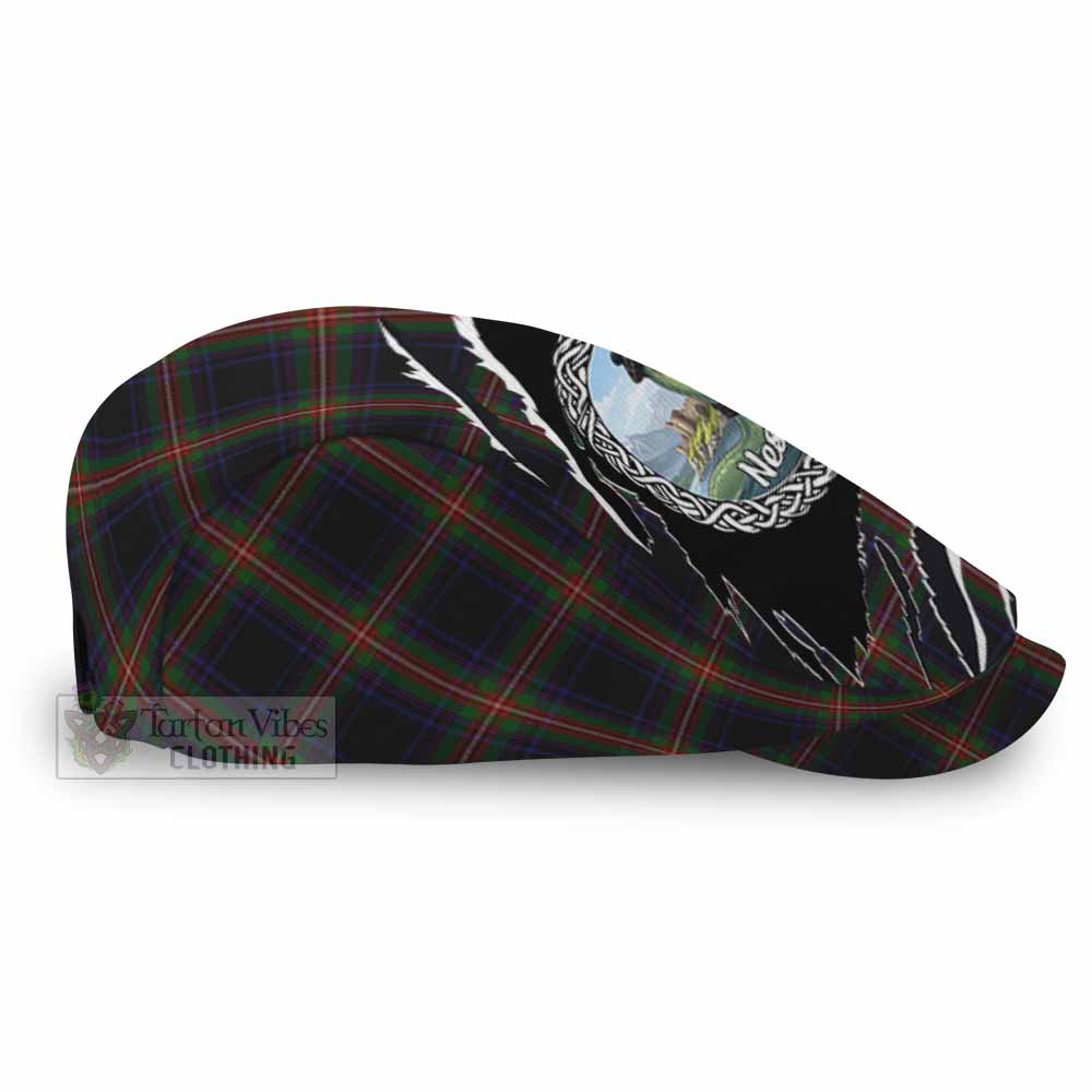 Watt Tartan Loch Ness Monster Flat Cap, Jeff Cap Celtic Knot Nessie Art
