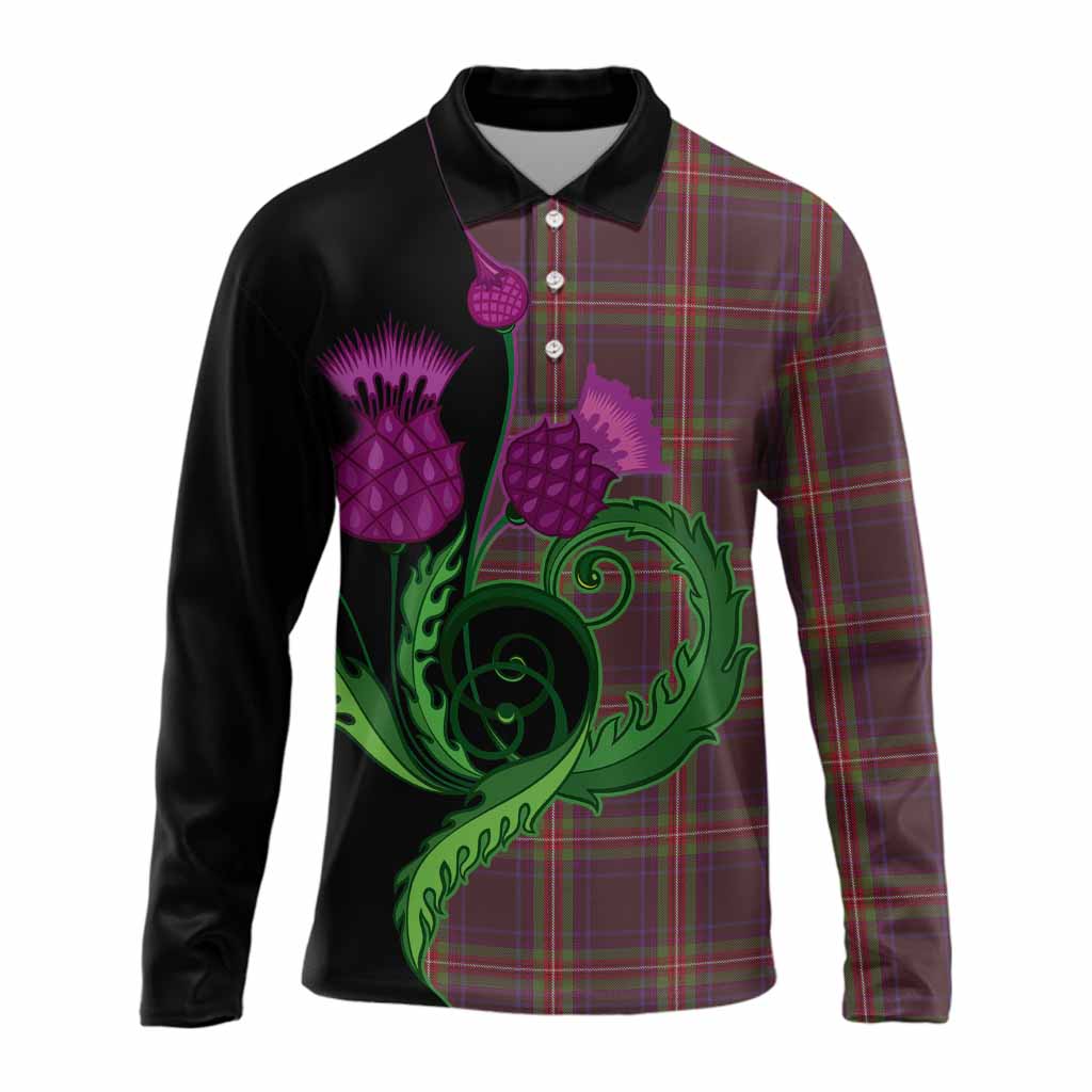 Watt Tartan Long Sleeve Polo Shirt Traditional Scottish Thistle