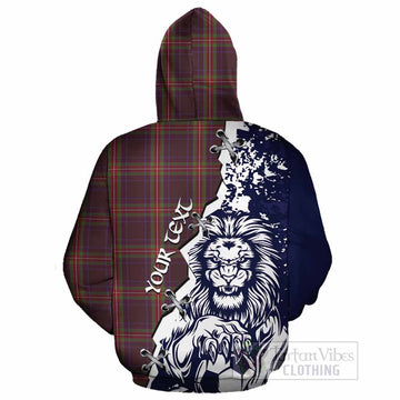 Watt Tartan Scottish Cotton Hoodie Angry Lion With Soccer Ball Style