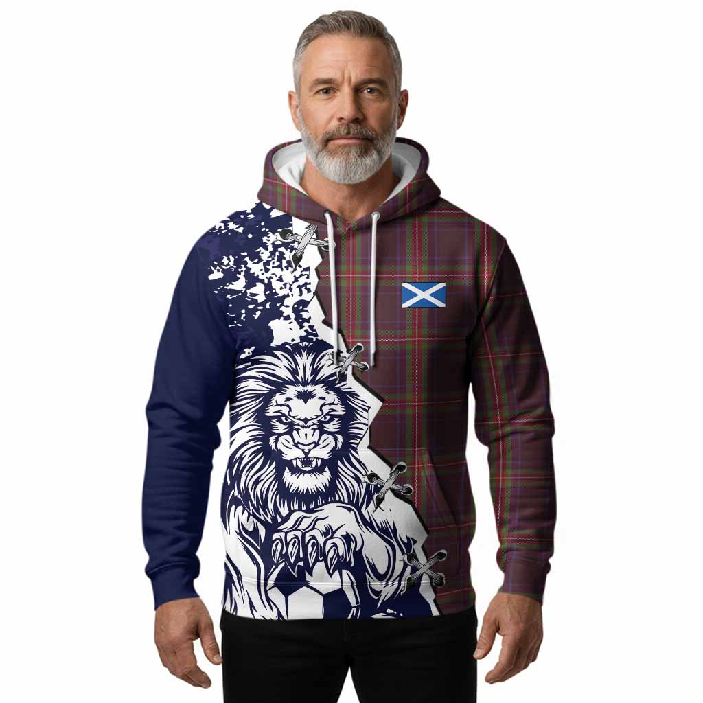 Watt Tartan Scottish Hoodie Angry Lion With Soccer Ball Style