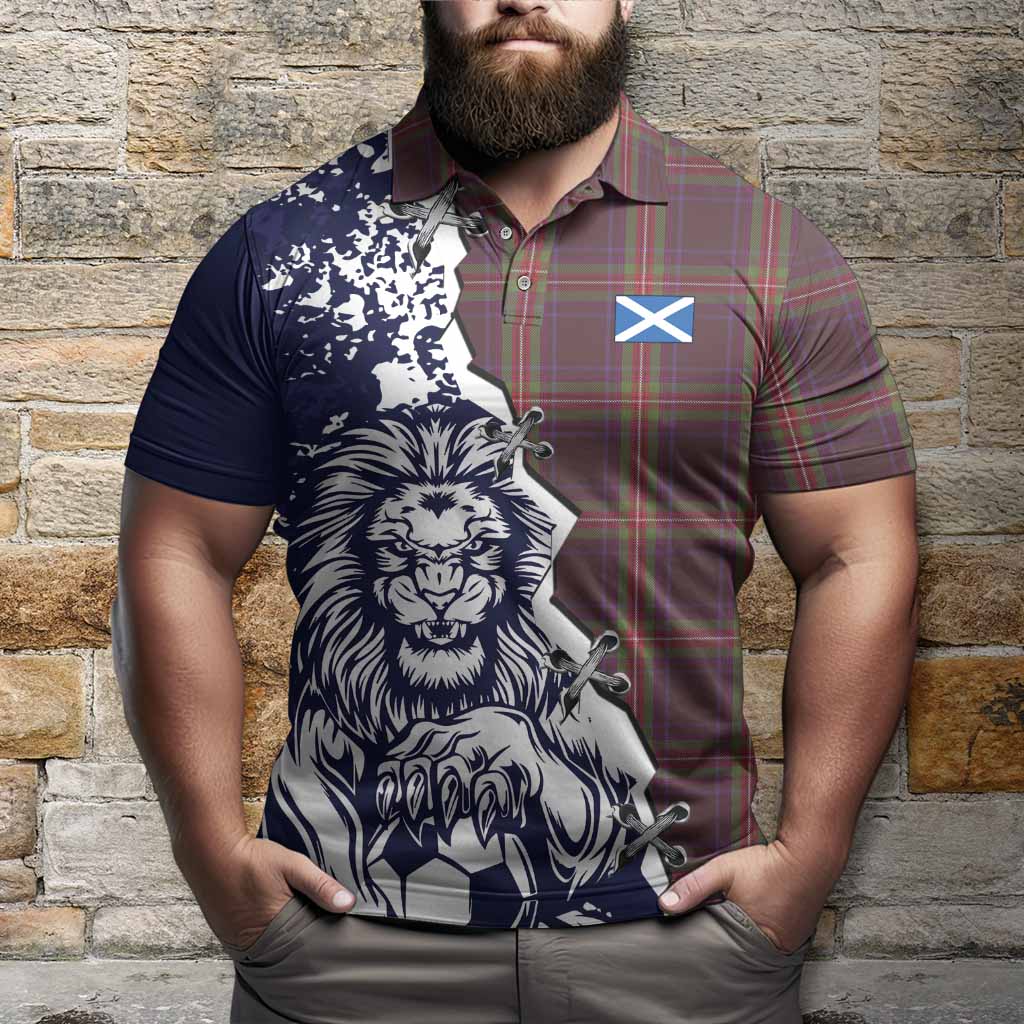 Watt Tartan Scottish Polo Shirt Angry Lion With Soccer Ball Style