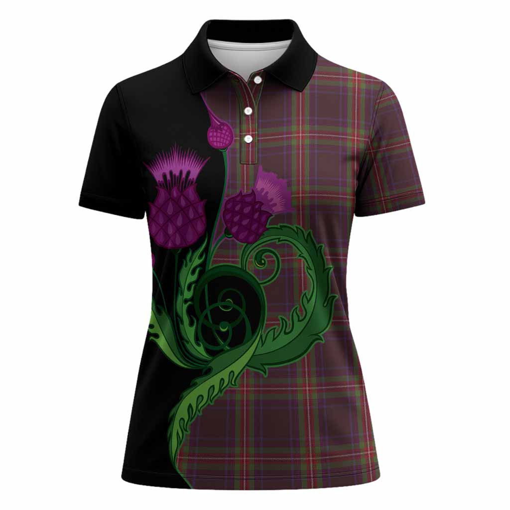 Watt Tartan Women Polo Shirt Traditional Scottish Thistle