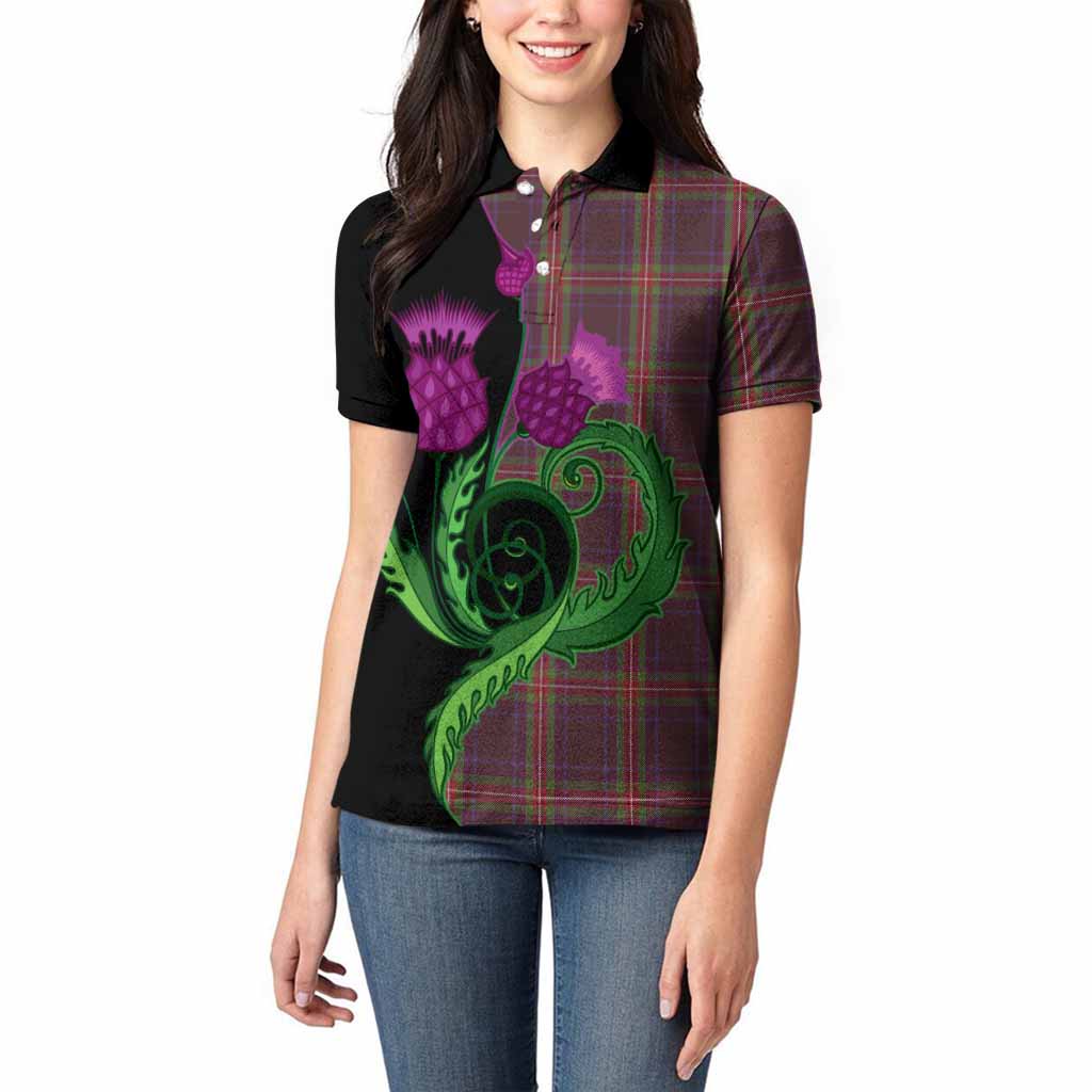 Watt Tartan Women Polo Shirt Traditional Scottish Thistle