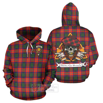 Wauchope Tartan Hoodie with Family Crest and Bearded Skull Holding Bottles of Whiskey Zip Hoodie - Tartan Vibes Clothing