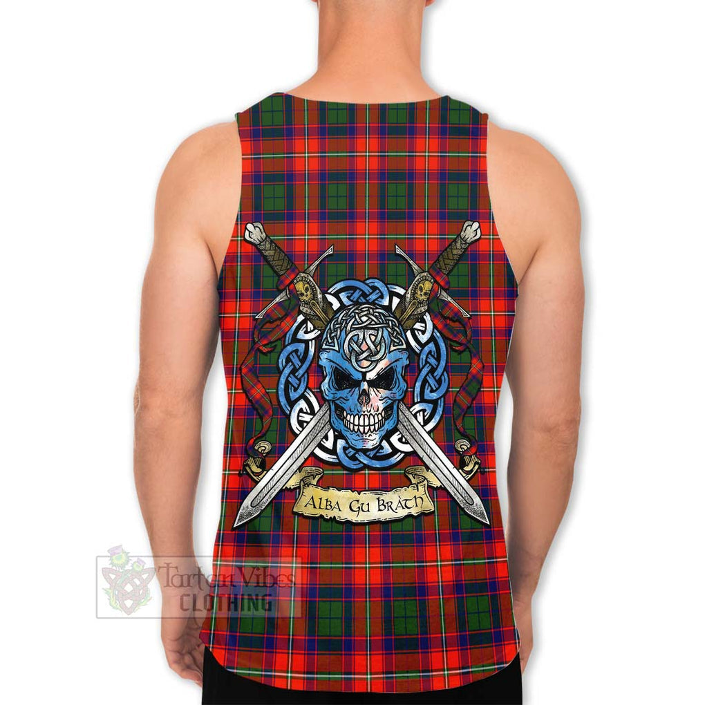 Wauchope Tartan Men's Tank Top with Family Crest Celtic Skull Style Men - Tartan Vibes Clothing