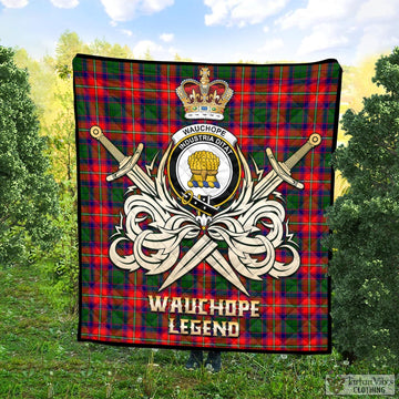 Wauchope Tartan Quilt with Clan Crest and the Golden Sword of Courageous Legacy Super King Quilt 91" x 110" - Tartan Vibes Clothing