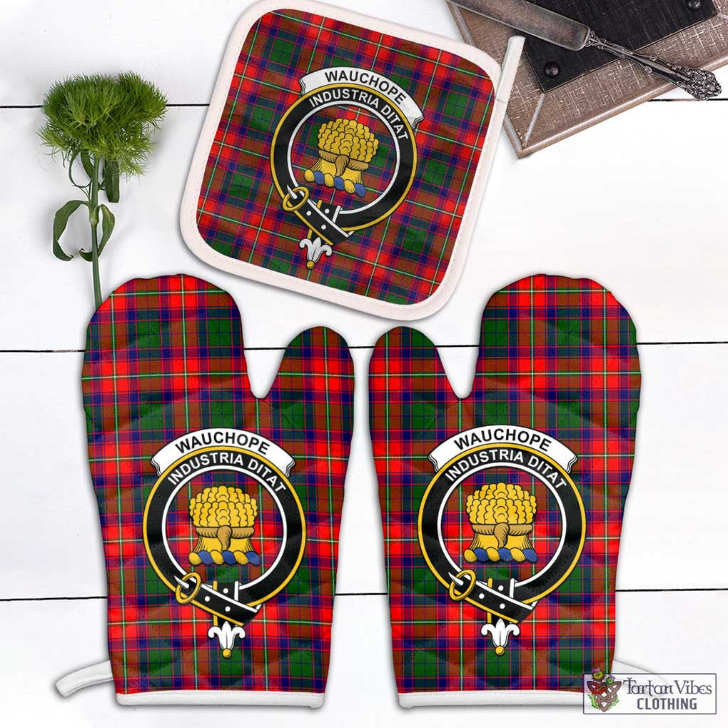 Wauchope Tartan Combo Oven Mitt & Pot-Holder with Family Crest White - Tartan Vibes Clothing