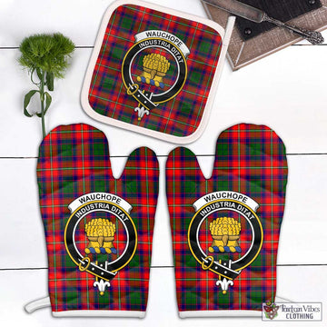 Wauchope Tartan Combo Oven Mitt & Pot-Holder with Family Crest Combo 2 Oven Mitt & 1 Pot-Holder Black - Tartan Vibes Clothing