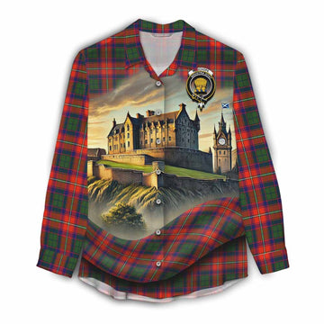 Wauchope Tartan Family Crest Women's Casual Shirt with Scottish Ancient Castle Style Female - Tartan Vibes Clothing