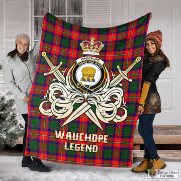 Wauchope Tartan Blanket with Clan Crest and the Golden Sword of Courageous Legacy