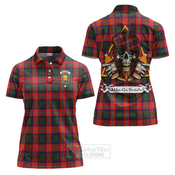 Wauchope Tartan Women's Polo Shirt with Family Crest and Bearded Skull Holding Bottles of Whiskey Women - Tartan Vibes Clothing