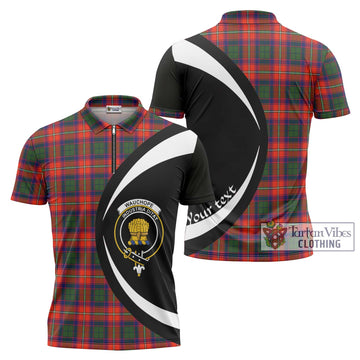 Wauchope Tartan Zipper Polo Shirt with Family Crest Circle Style Unisex - Tartan Vibes Clothing