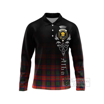 Wauchope Tartan Long Sleeve Polo Shirt Featuring Alba Gu Brath Family Crest Celtic Inspired Unisex - Tartan Vibes Clothing
