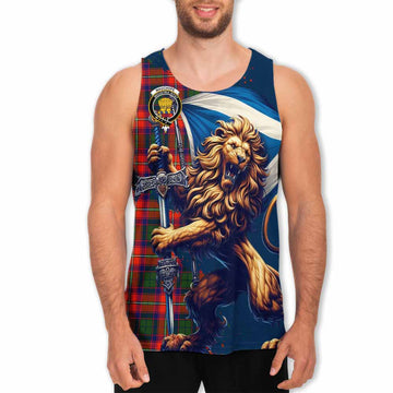 Wauchope Tartan Family Crest Men's Tank Top with Scottish Majestic Lion Men - Tartan Vibes Clothing