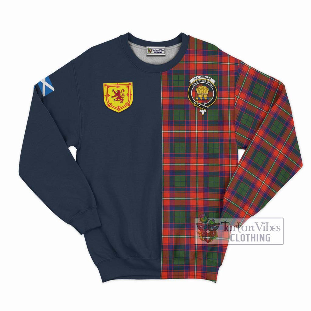 Wauchope Tartan Sweatshirt Alba with Scottish Lion Royal Arm Half Style Unisex - Tartan Vibes Clothing