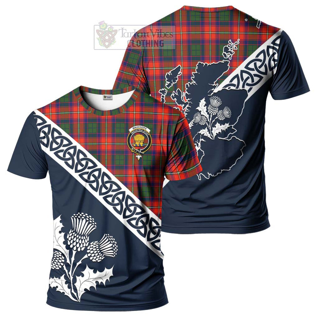 Wauchope Tartan T-Shirt Featuring Thistle and Scotland Map Kid's Shirt - Tartanvibesclothing Store