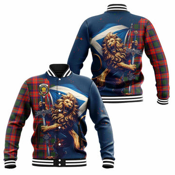 Wauchope Tartan Family Crest Baseball Jacket with Scottish Majestic Lion Unisex - Tartan Vibes Clothing