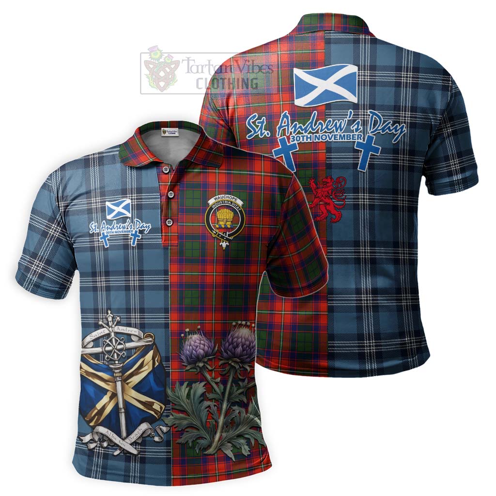 Wauchope Tartan Polo Shirt Happy St. Andrew's Day Half Tartan Style Kid - Tartan Vibes Clothing