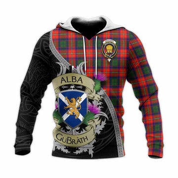 Wauchope Tartan Family Crest Knitted Hoodie Lion Rampant Royal Thistle Shield Celtic Inspired Unisex Knitted Pullover Hoodie - Tartan Vibes Clothing