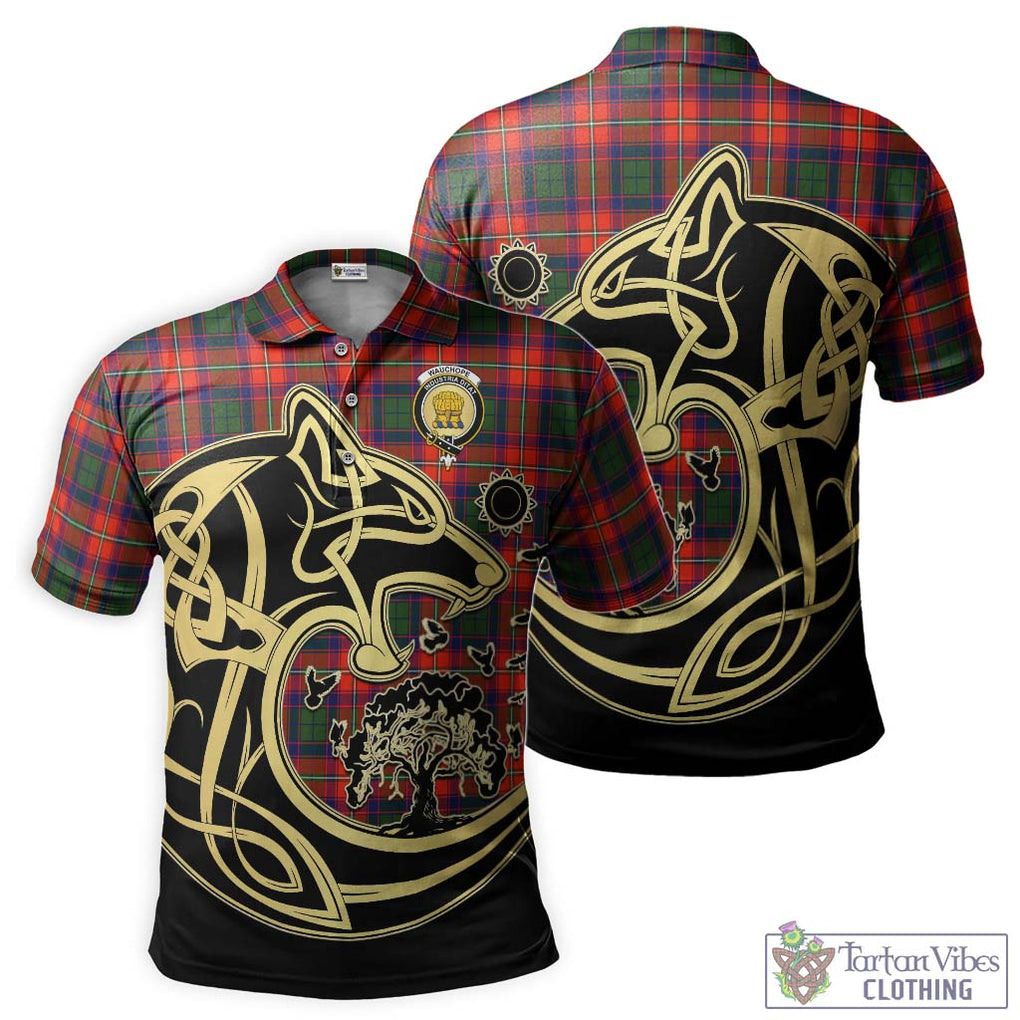 Wauchope Tartan Polo Shirt with Family Crest Celtic Wolf Style Kid - Tartan Vibes Clothing