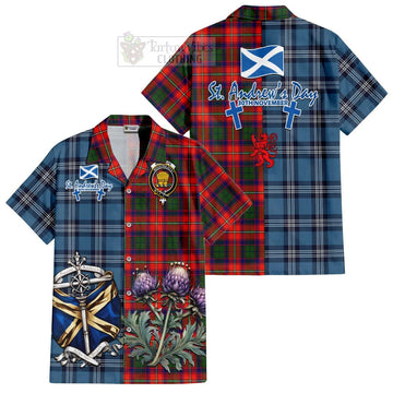 Wauchope Tartan Hawaiian Shirt Happy St. Andrew's Day Half Tartan Style Kid - Tartan Vibes Clothing