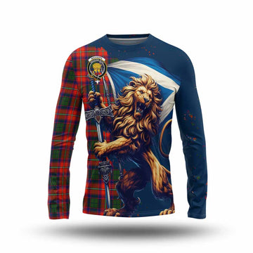 Wauchope Tartan Family Crest Long Sleeve T-Shirt with Scottish Majestic Lion Unisex - Tartan Vibes Clothing