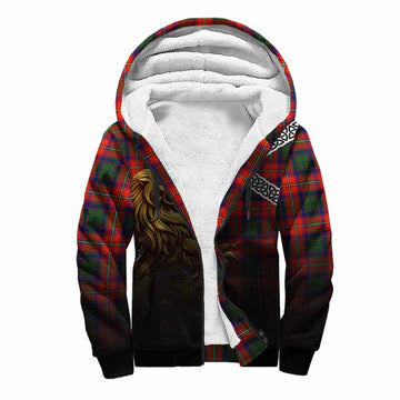 Tartan Vibes Clothing Wauchope Crest Tartan Sherpa Hoodie with Golden Lion Emblem Celtic Style