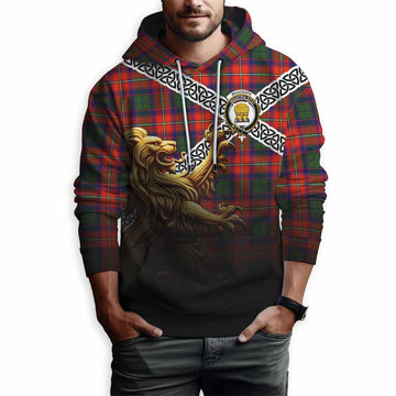 Tartan Vibes Clothing Wauchope Crest Tartan Hoodie with Golden Lion Emblem Celtic Style