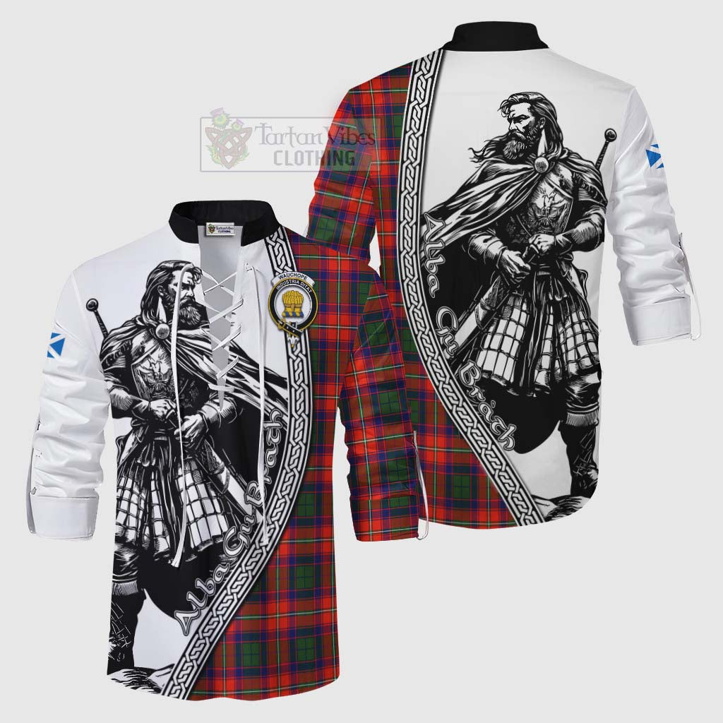 Wauchope Tartan Clan Crest Ghillie Kilt Shirt with Highlander Warrior Celtic Style Men - Tartan Vibes Clothing